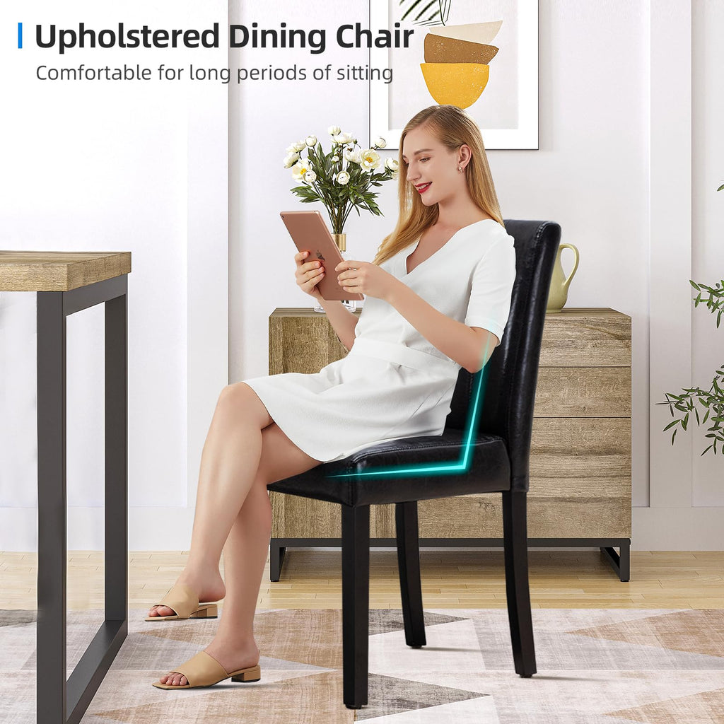 Black PU Leather Dining Chairs Set of 4 M23306