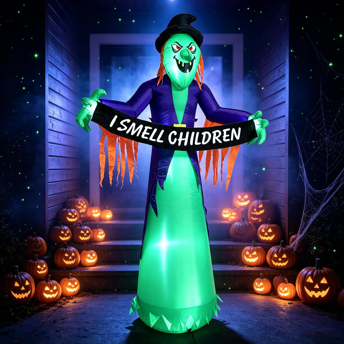 8FT Inflatable Witch Halloween Decoration with Built-in LED Lights I2222