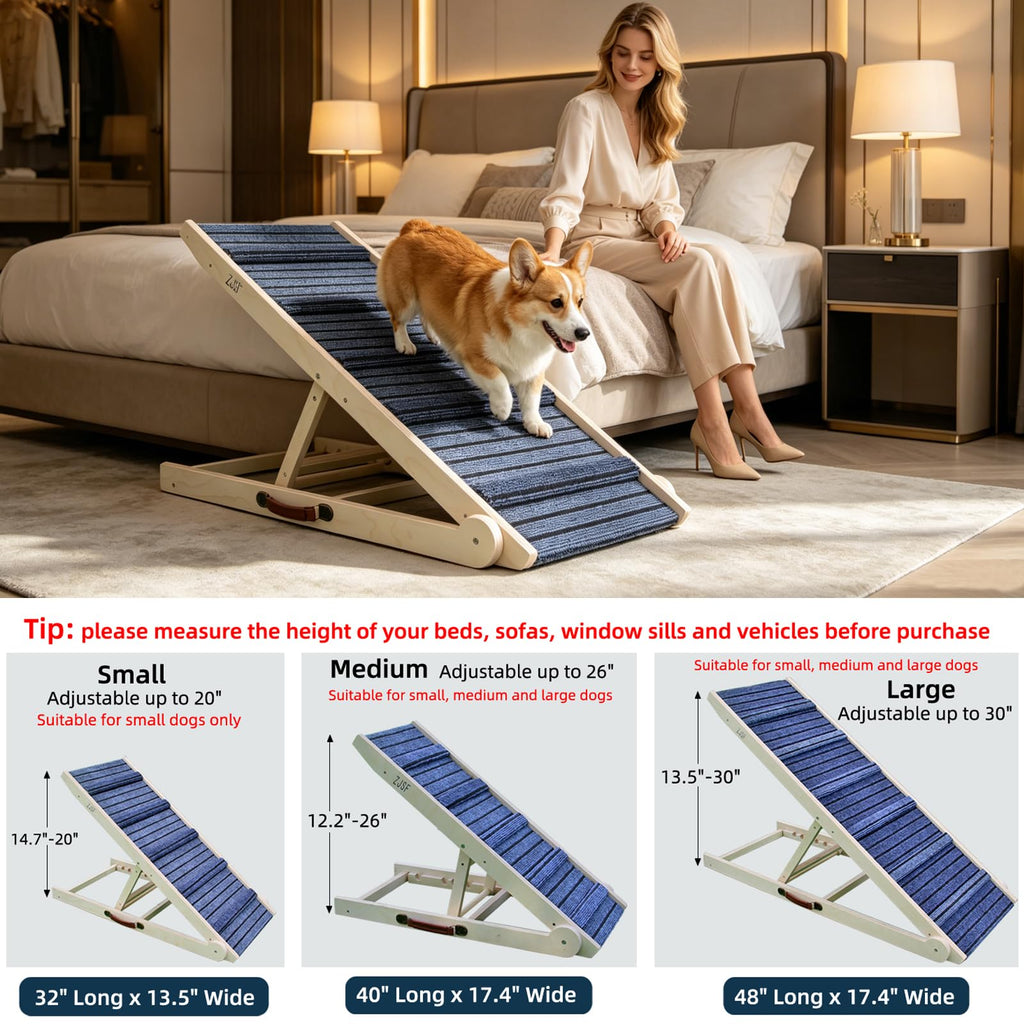 Foldable Wooden Dog Ramp 4 Adjustable Heights X7575