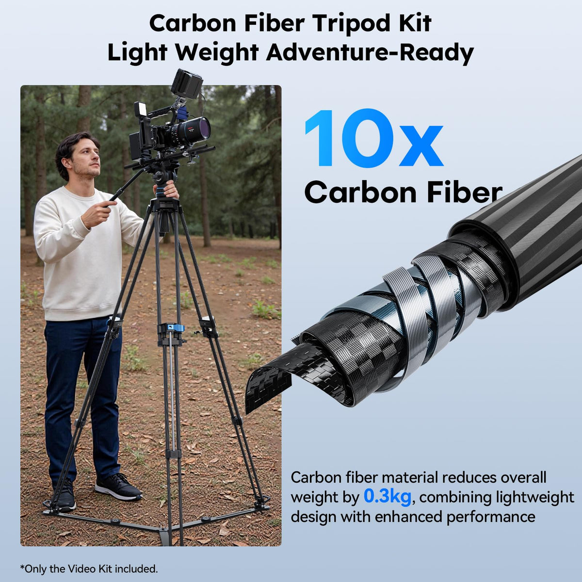 Carbon Fiber Video Tripod with Fluid Head T9287