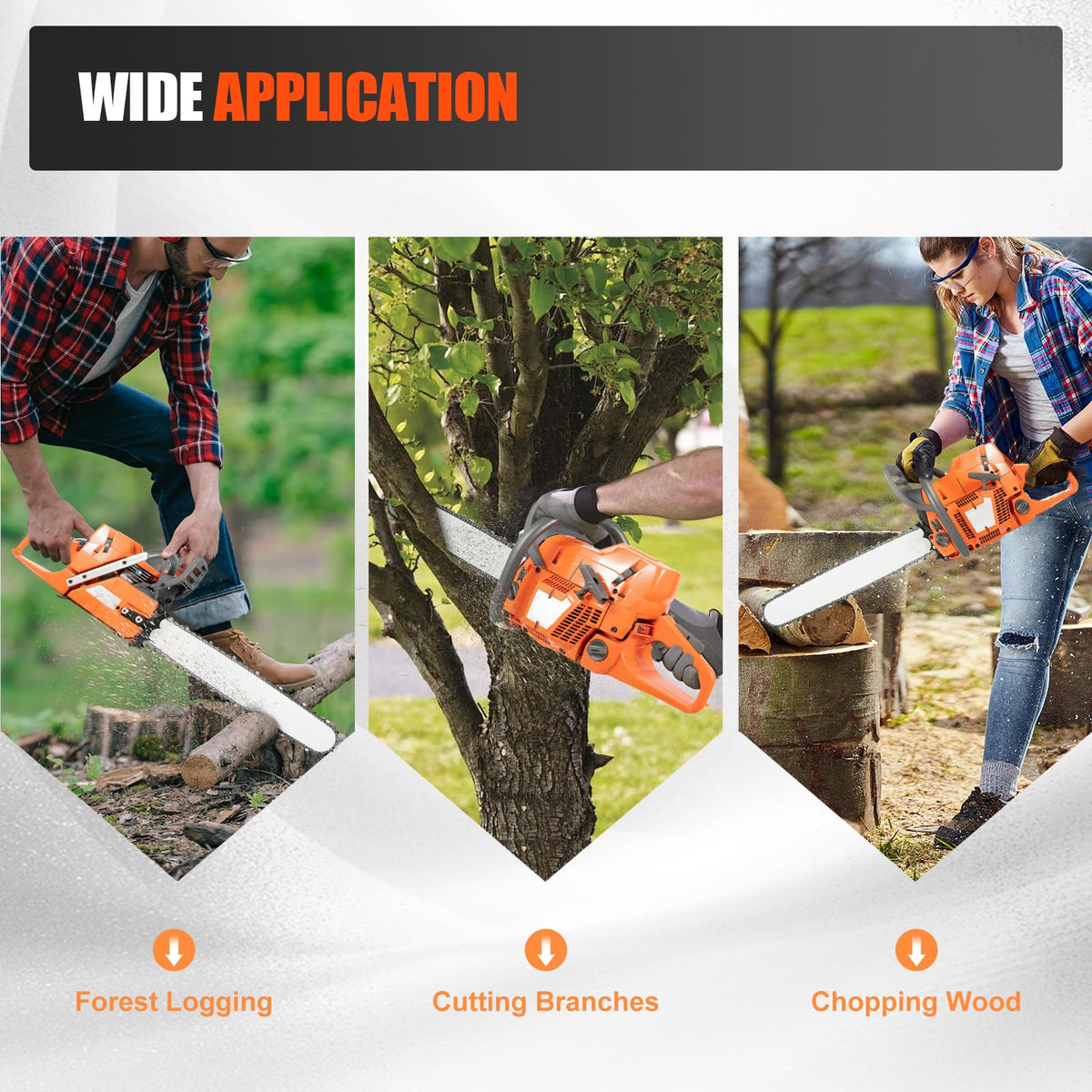 Gas Powered Chainsaw, 71.8cc 2-Stroke, 24 Inch E82801