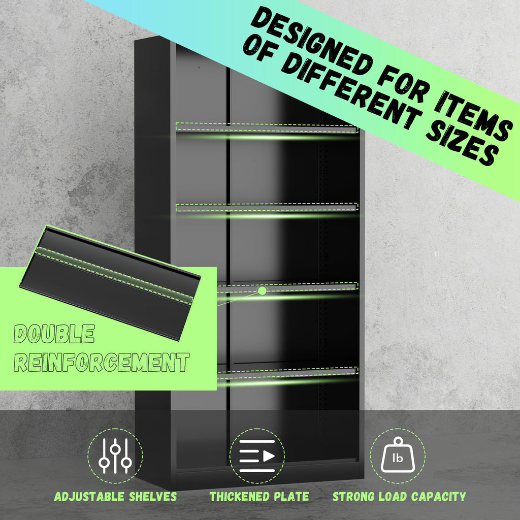 Black 72" Locking Steel Storage Cabinet with 4 Adjustable Shelves X27685
