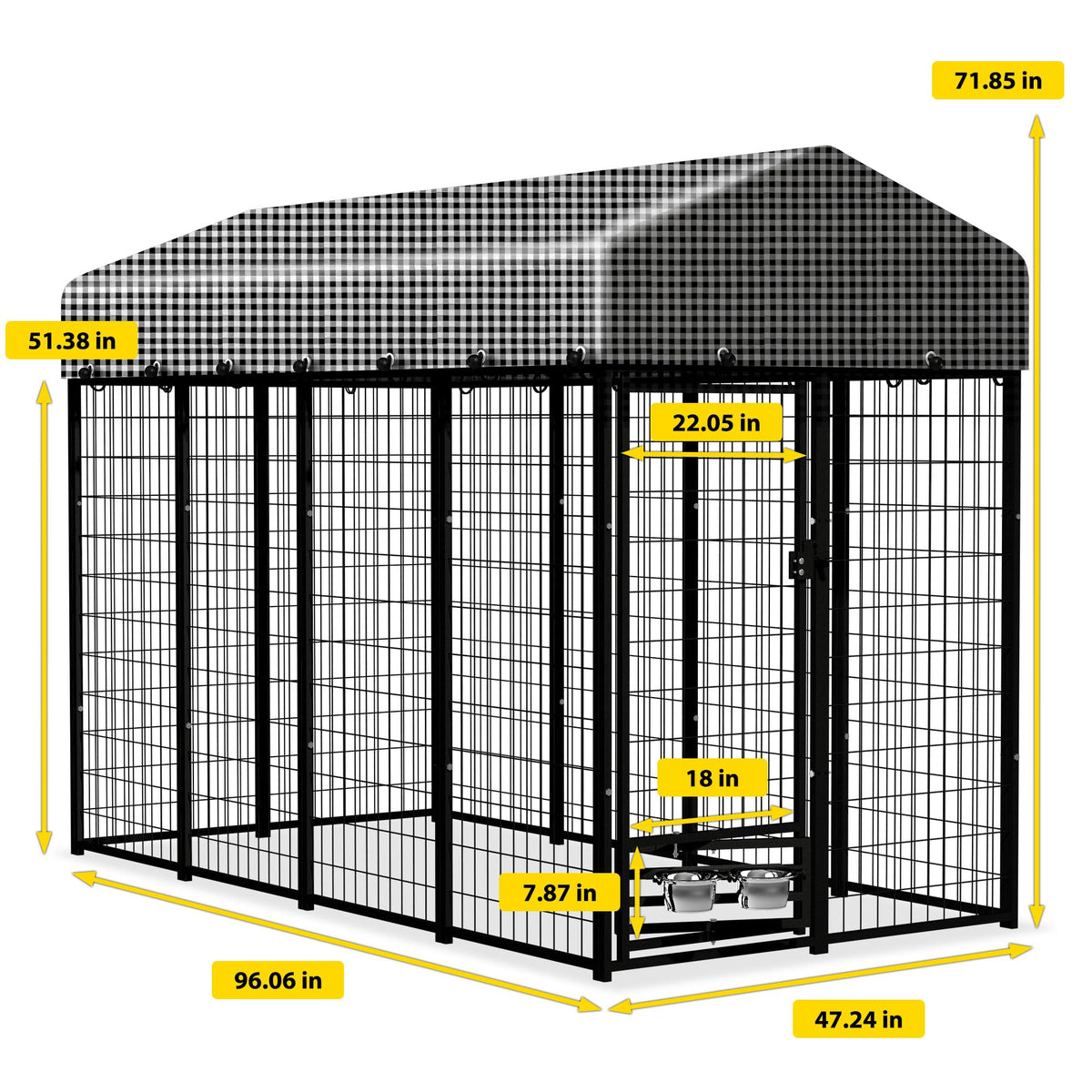 Heavy Duty Outdoor Dog Kennel with Roof Cover G334474