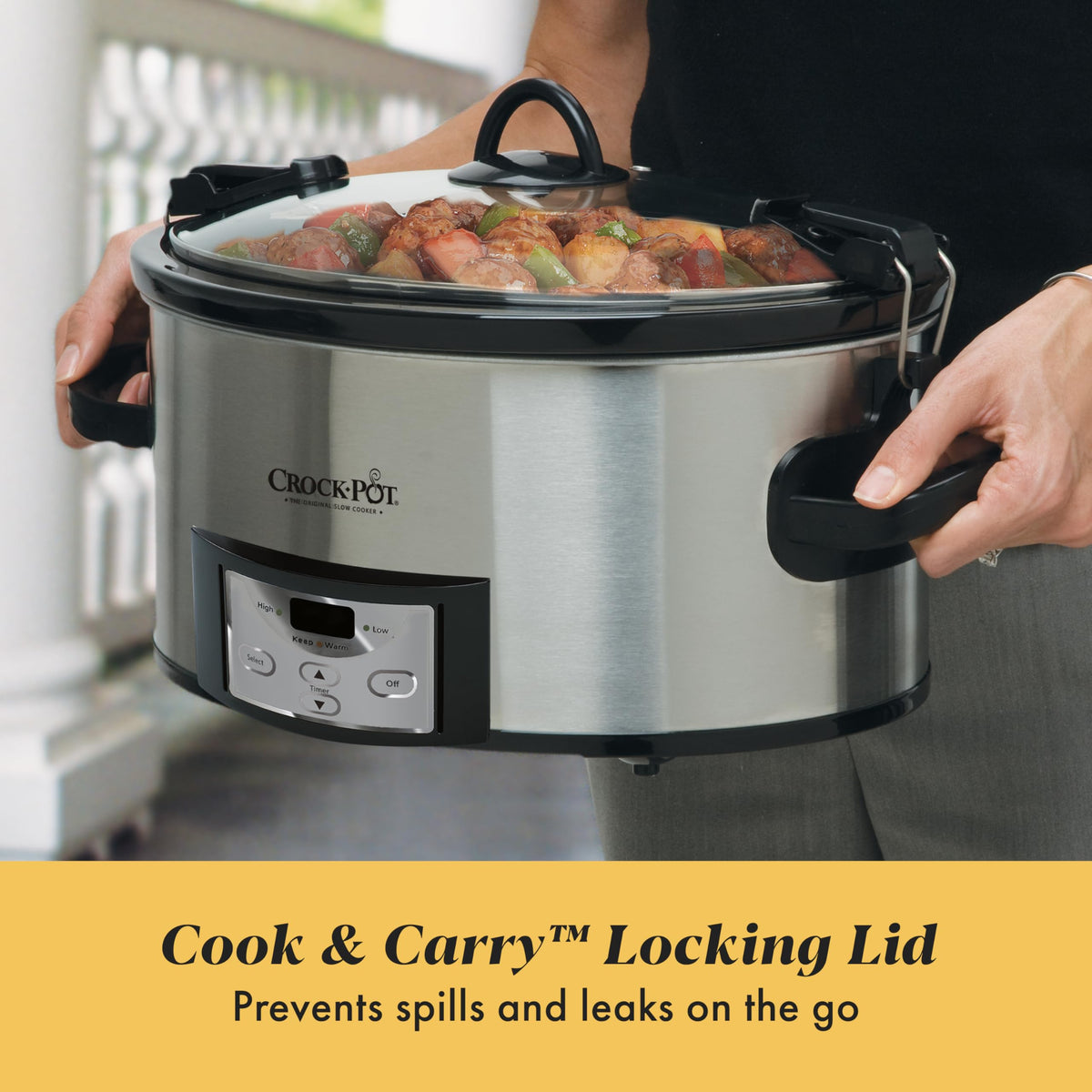 6 Quart Programmable Slow Cooker with Digital Timer Stainless Steel R133109