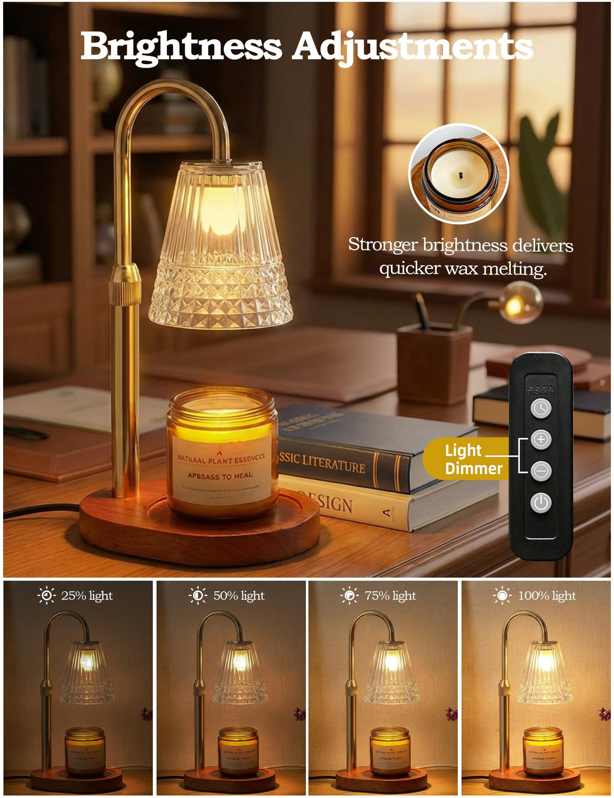 Dimmable Height Adjustable Candle Warmer Lamp with Timer W4991