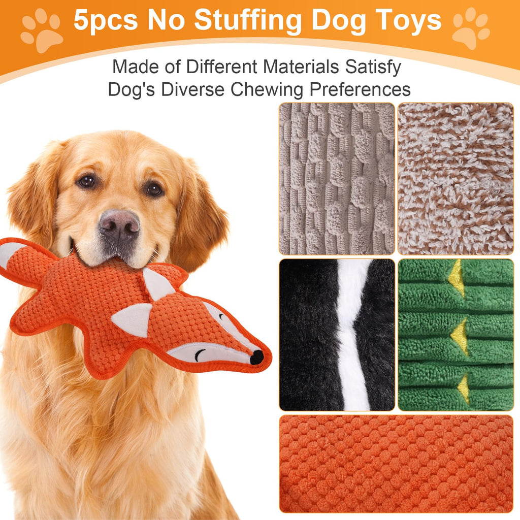 5 Pack Squeaky Plush Dog Toys with Crinkle Paper U4324