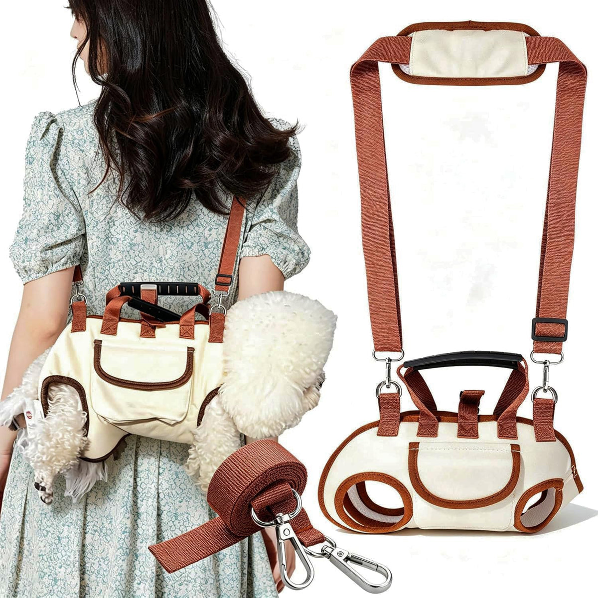 Hands Free Dog Backpack Carrier for Small Dogs, Breathable Pet Carrier with Adjustable Straps A2753
