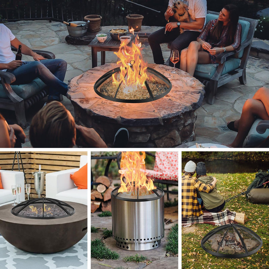 30 Inch Round Fire Pit Screen with Handle & Poker N776
