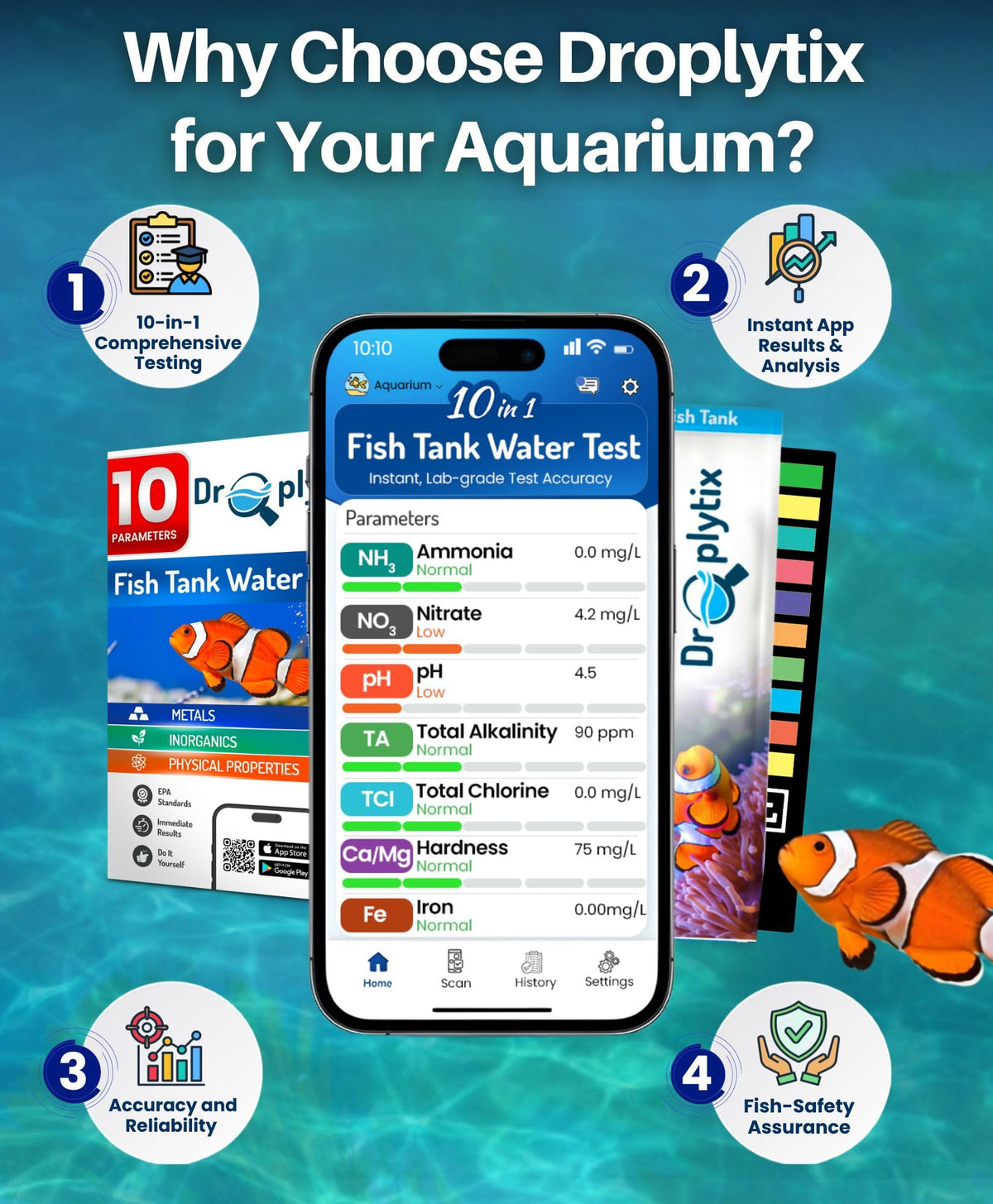 App-Enabled 10-in-1 Aquarium Water Test Kit R505