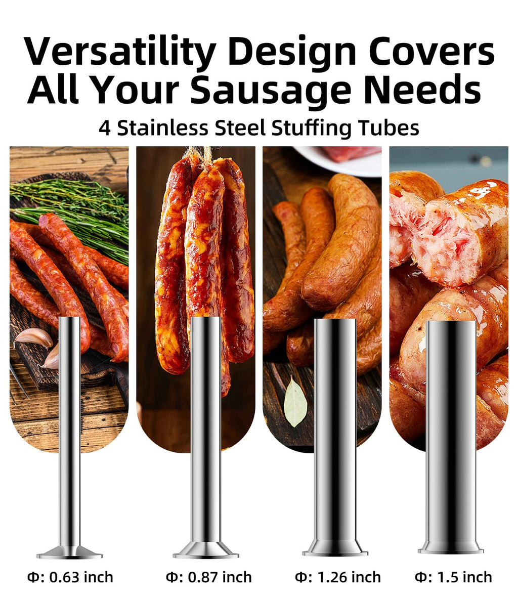 Manual Sausage Stuffer 15 Lb with 4 Stainless Steel Stuffing Tubes S2204