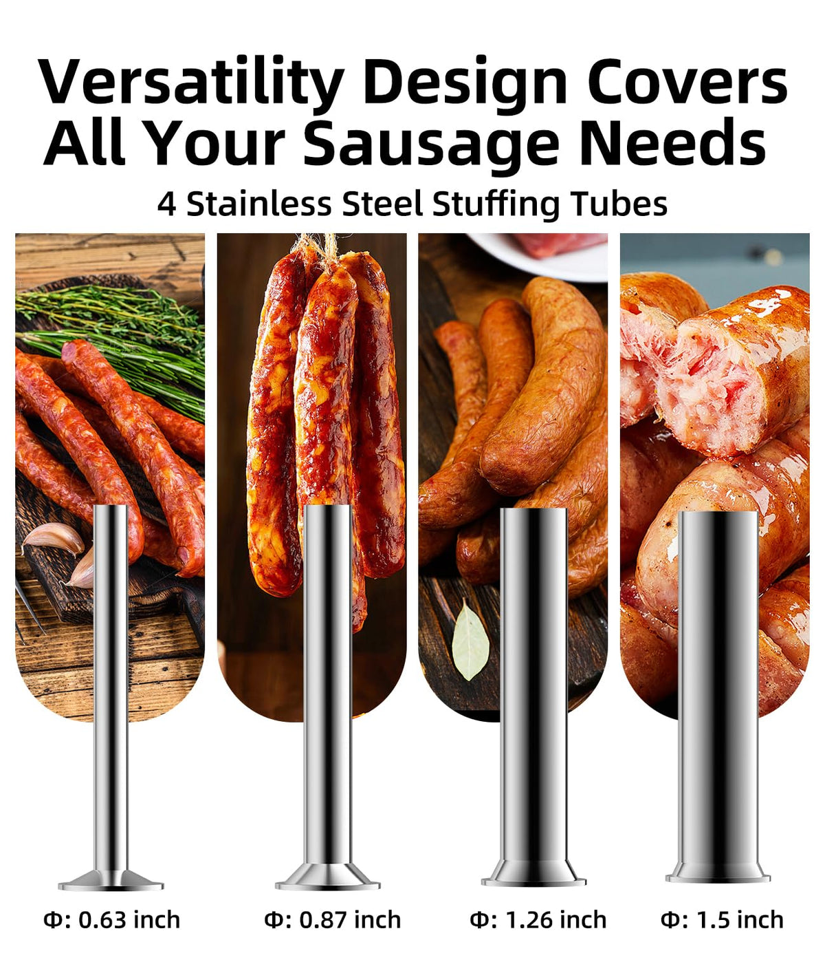 Manual Sausage Stuffer 15 Lb with 4 Stainless Steel Stuffing Tubes S2204