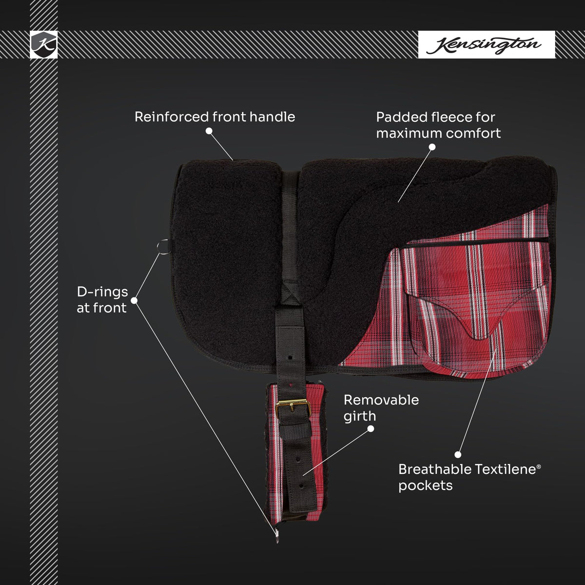 Fleece Bareback Pad with Foam Center and Double Billet Straps U8047