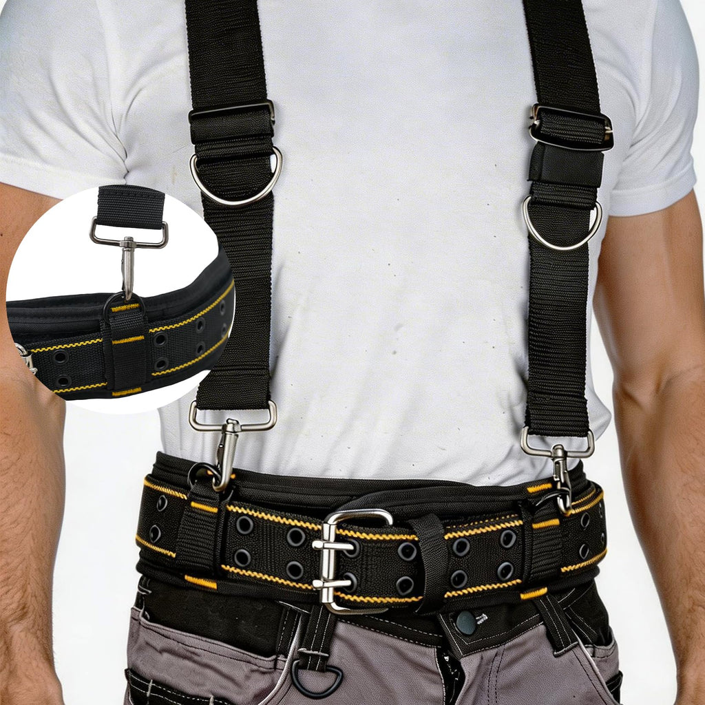 2-Inch Padded Tool Belt with 4 D-Rings Heavy Duty Double Metal Roller Buckle N6616