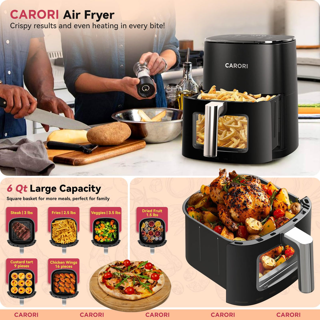 6Qt Air Fryer with Viewing Window, 12 Preset, Nonstick Dishwasher Safe Basket S211