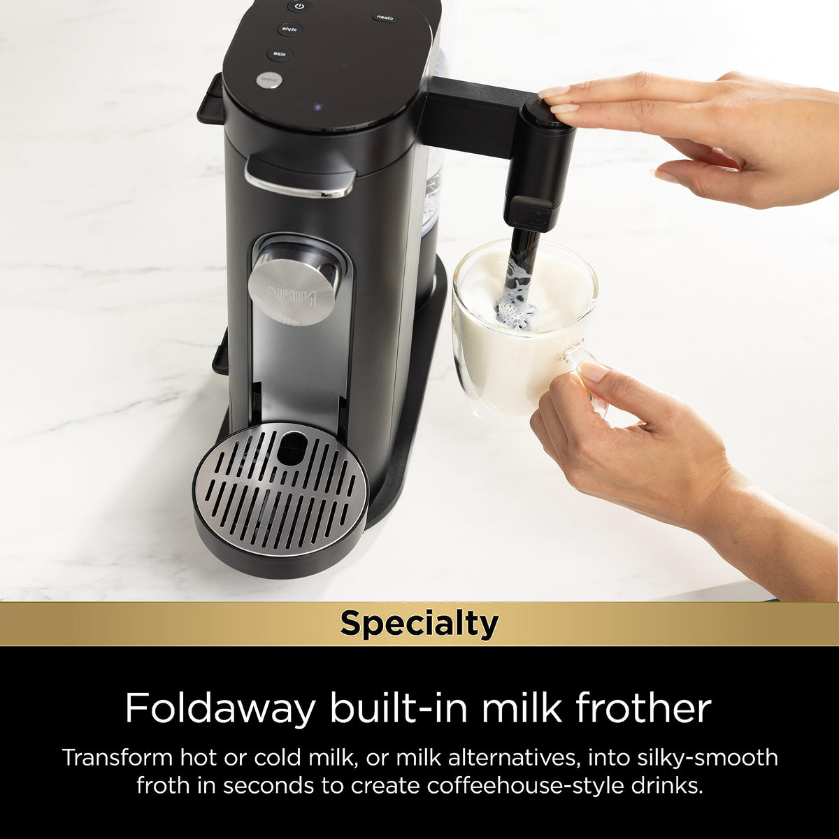 Single-Serve Coffee Maker with Milk Frother, Black Q461936