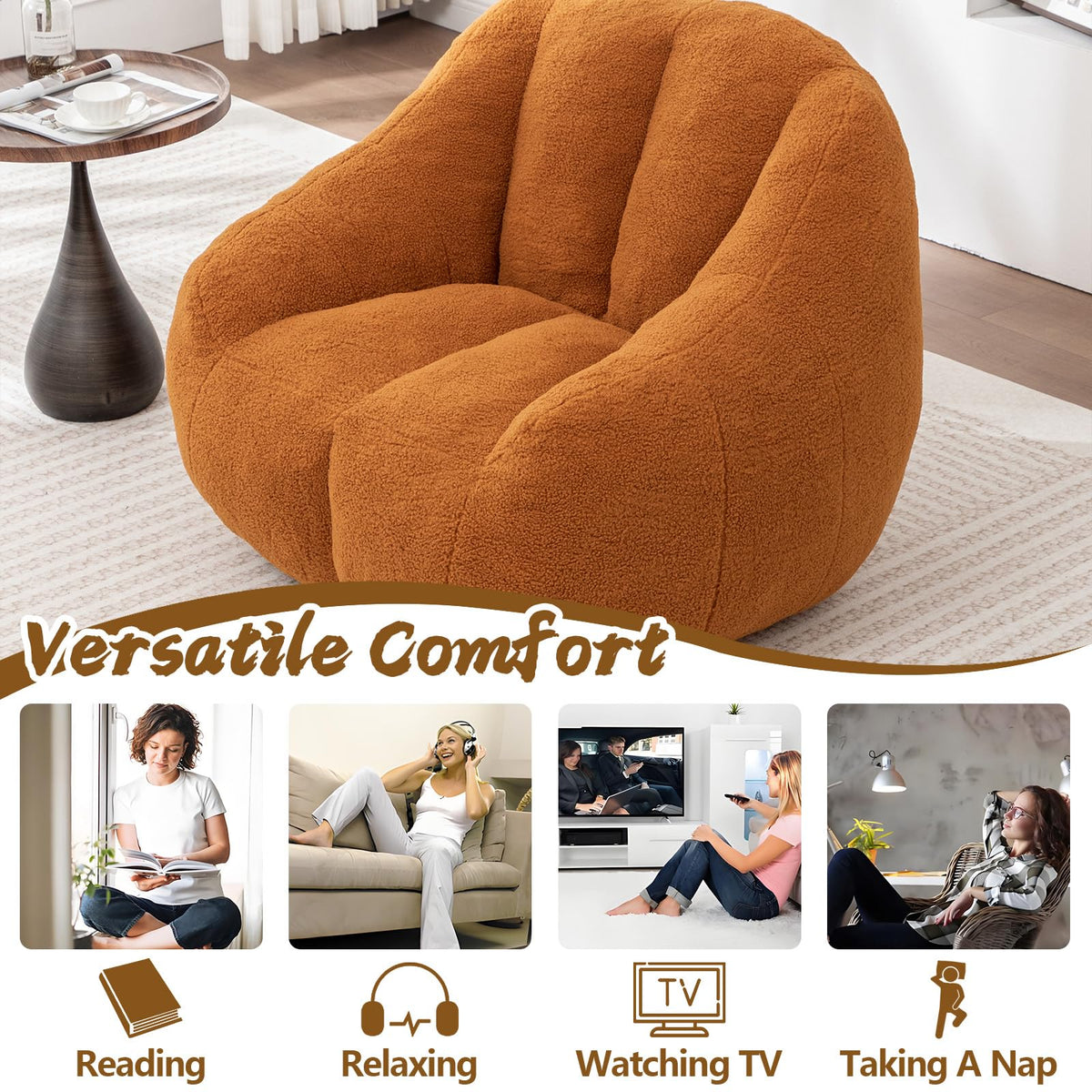 Faux Fur Oversized Bean Bag Chairs with Filler E98826