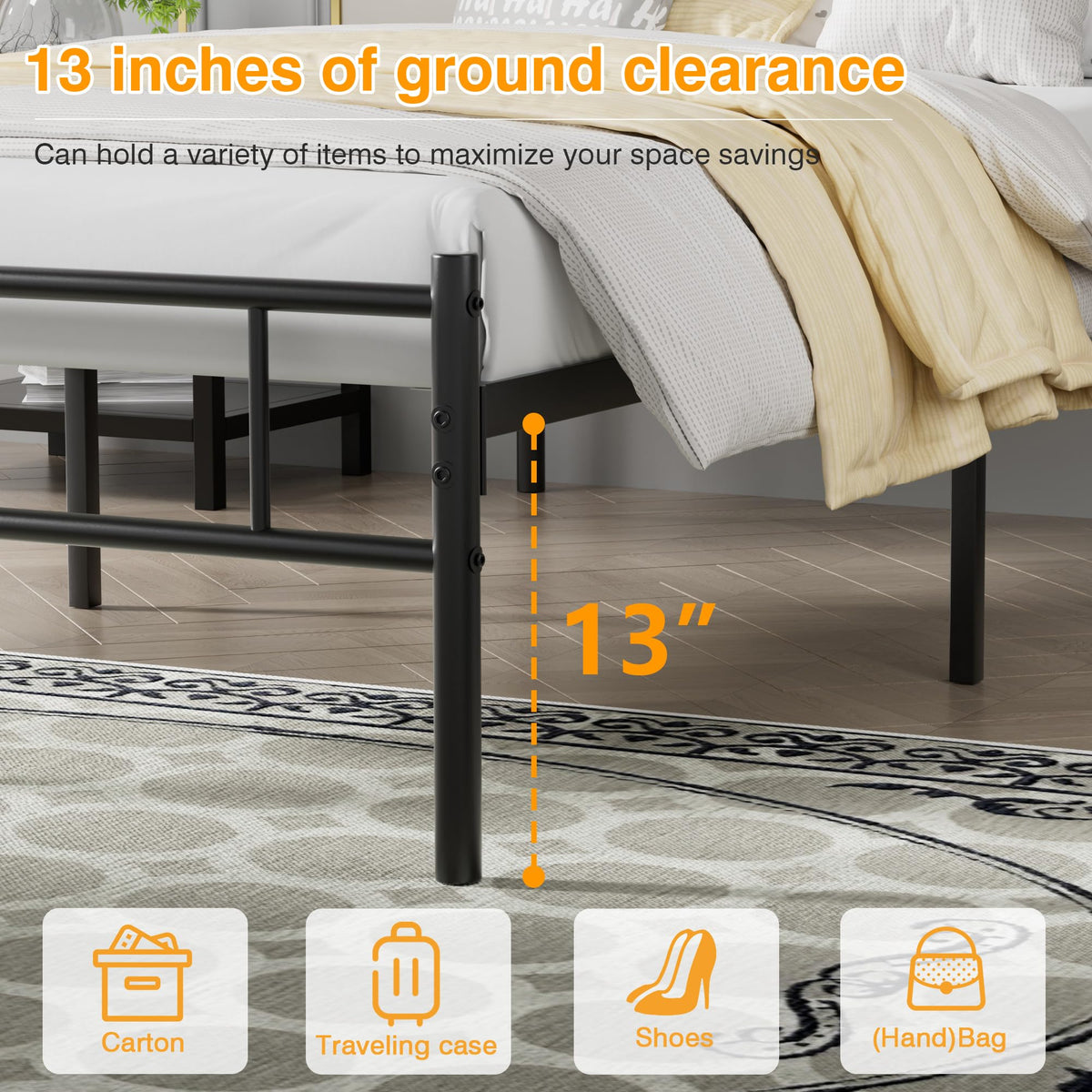 Full Metal Platform Bed Frame with Headboard and Footboard I708329