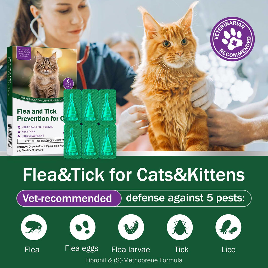 Cat Flea and Tick Prevention 6-Month Supply H336