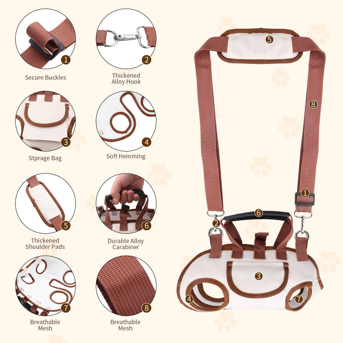 Hands Free Dog Backpack Carrier for Small Dogs, Breathable Pet Carrier with Adjustable Straps A2753