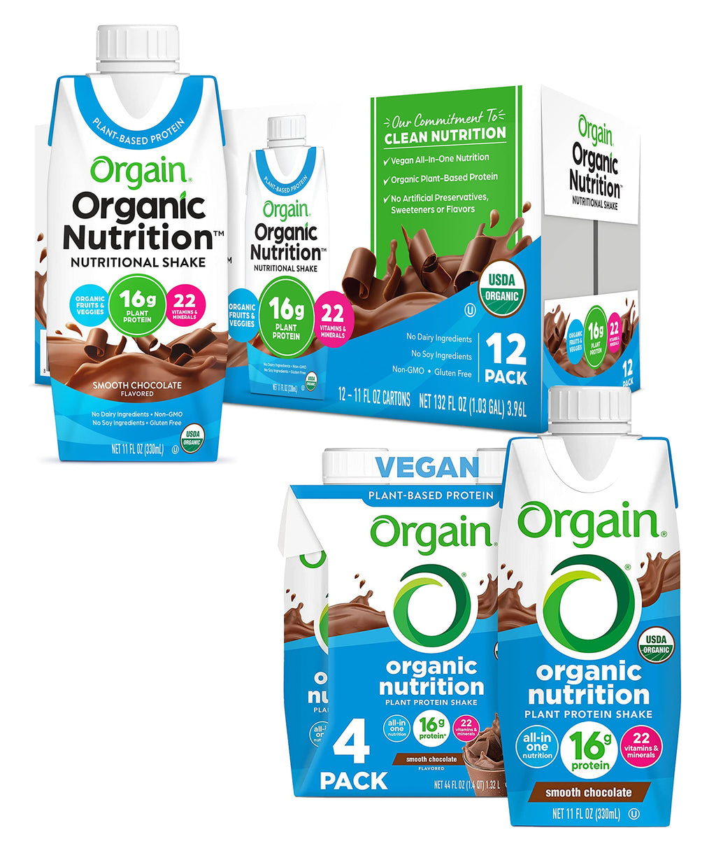 Organic Vegan Plant Based Nutritional Shake, Chocolate Vanilla, 11 Fl Oz (Pack of 4) J69977