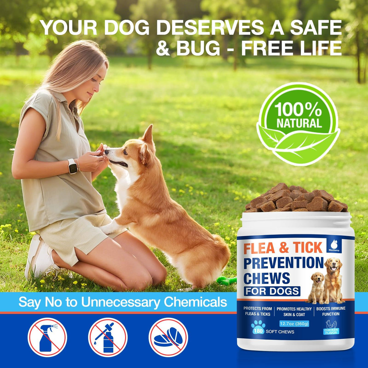 Natural Flea and Tick Prevention for Dogs Chewables R1867