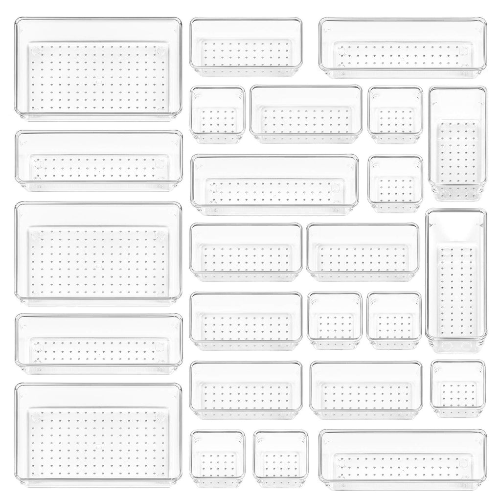 25 PCS Clear Plastic Drawer Organizers Set S8783