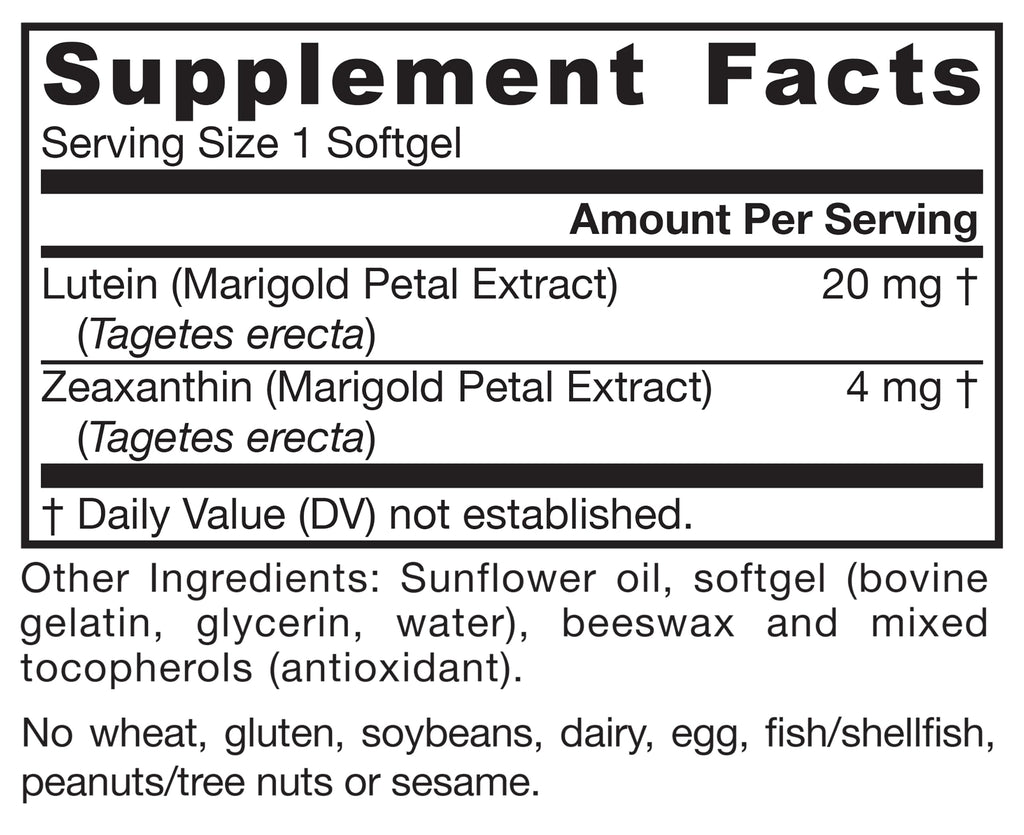 Lutein 20 mg with Zeaxanthin 120 Softgels Q166379