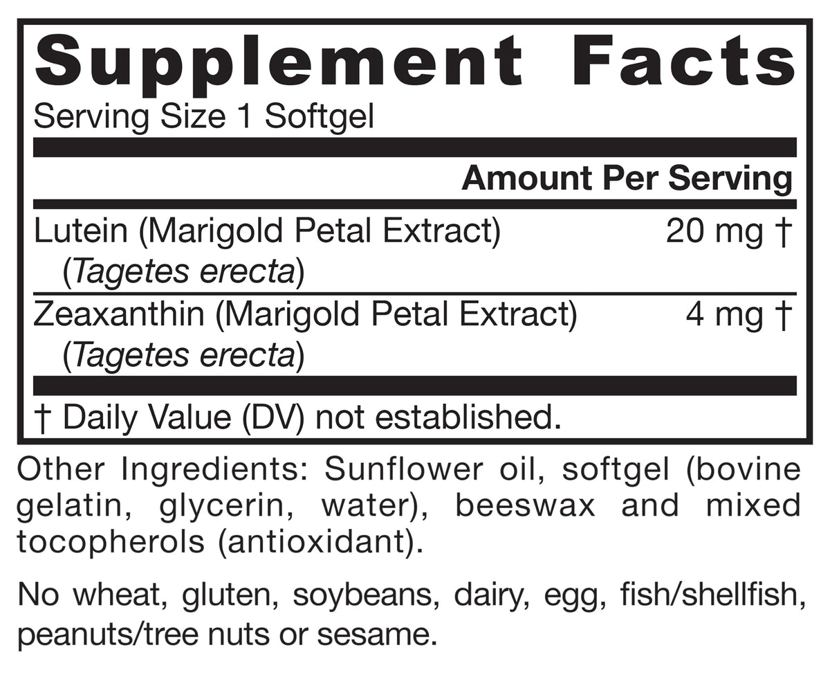Lutein 20 mg with Zeaxanthin 120 Softgels Q166379