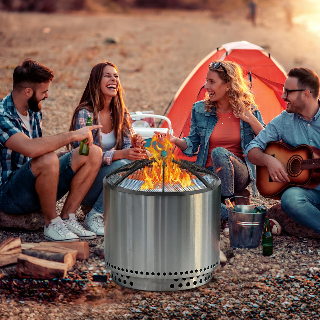 30 Inch Round Fire Pit Screen with Handle & Poker N776