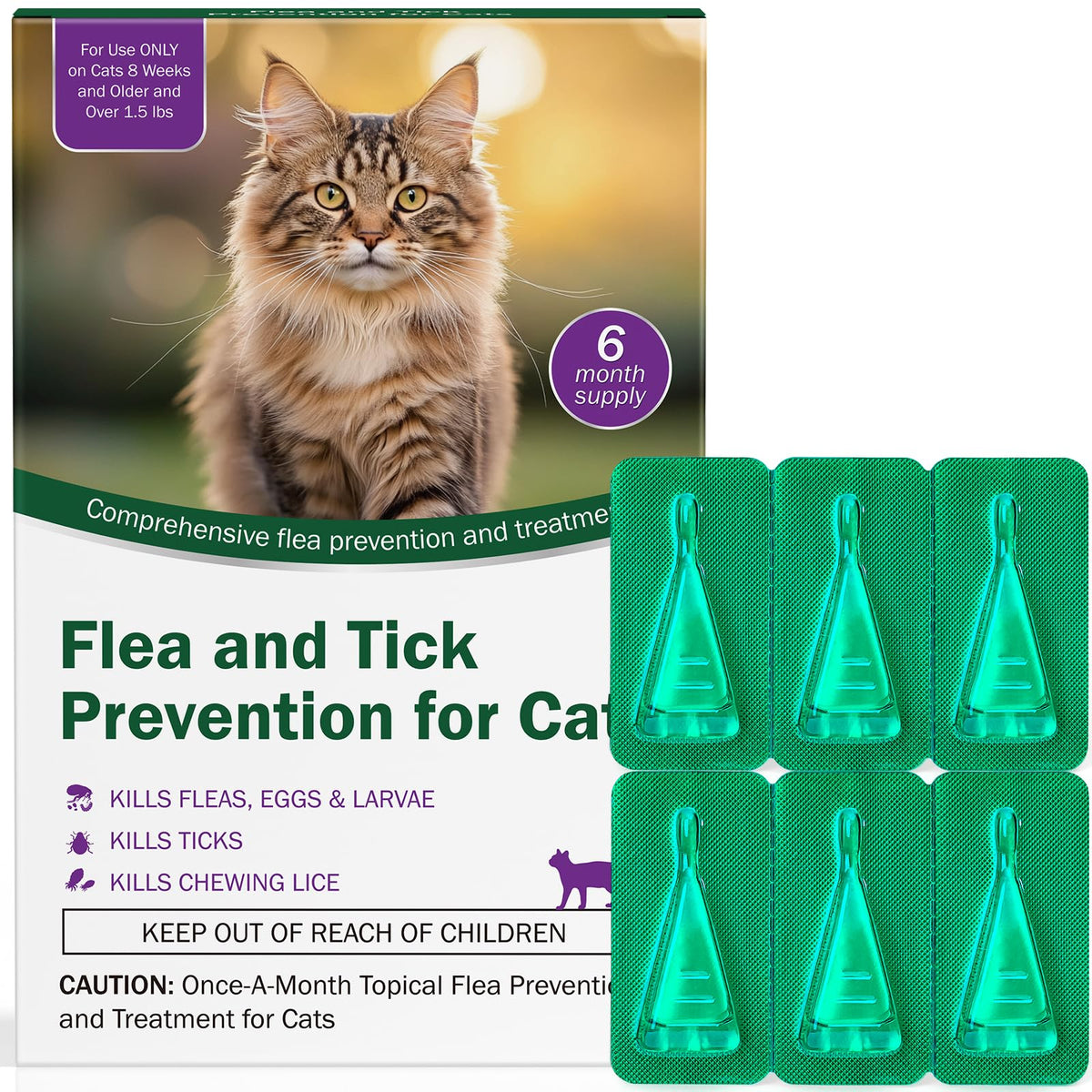 Cat Flea and Tick Prevention 6-Month Supply H336