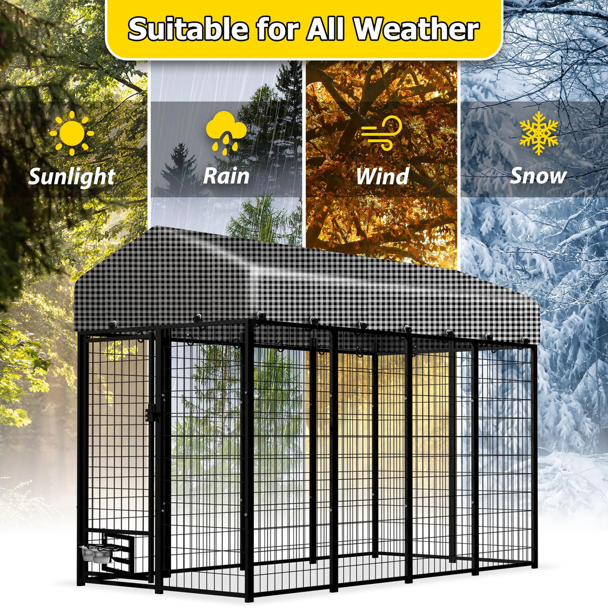 Heavy Duty Outdoor Dog Kennel with Roof Cover G334474