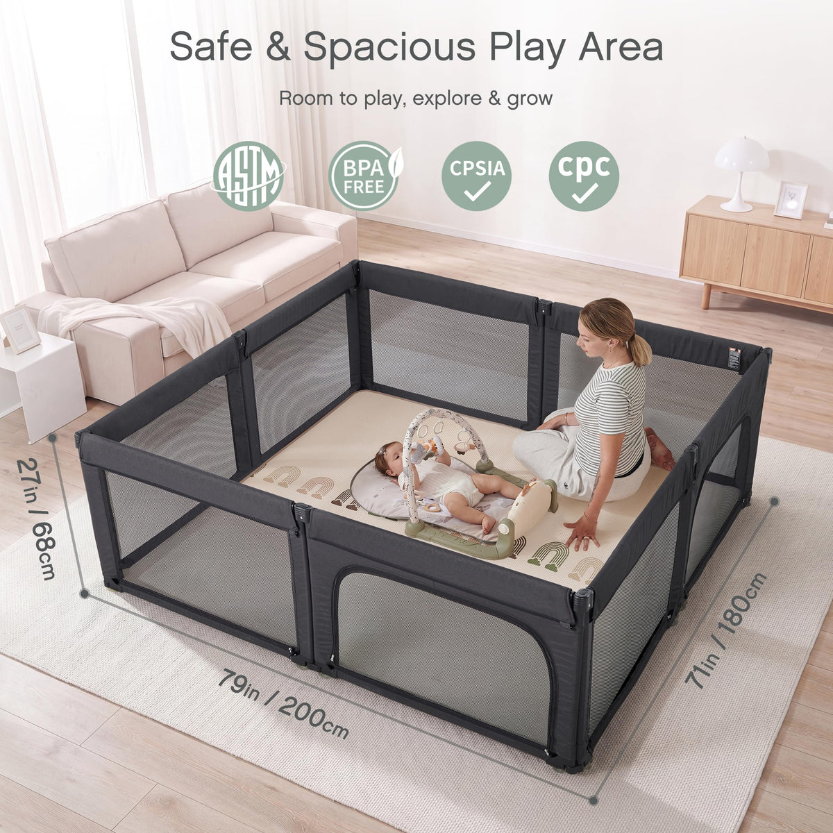 8-Panel Foldable Baby Playpen F7793