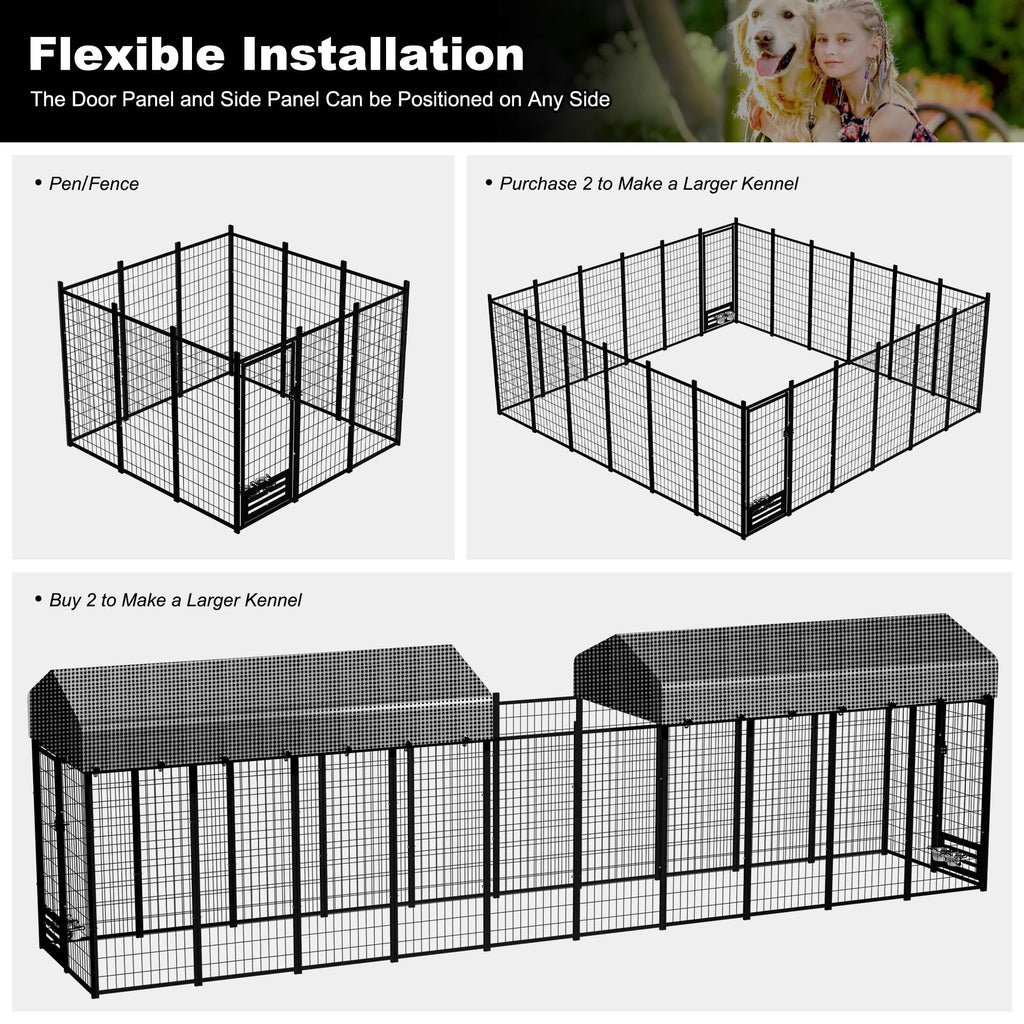 Heavy Duty Outdoor Dog Kennel with Roof Cover G334474