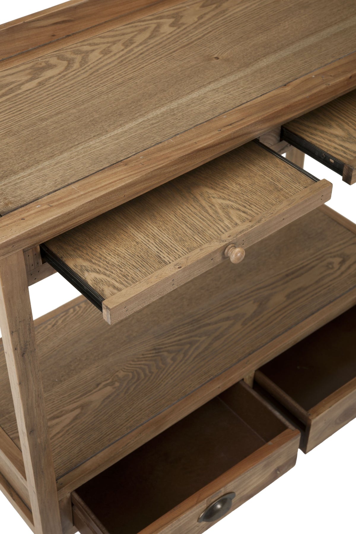 Weathered Oak Console Table with Drawers & Shelf N84912