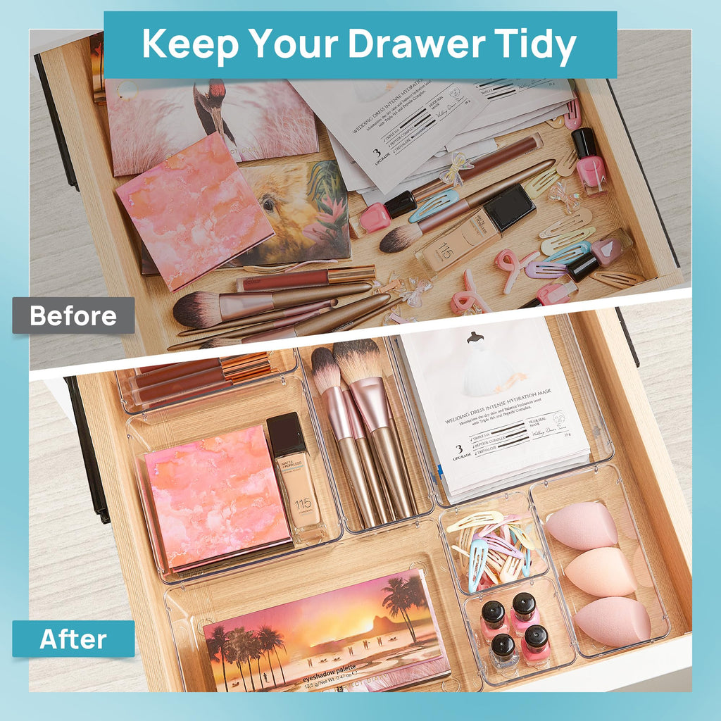 25 PCS Clear Plastic Drawer Organizers Set S8783