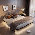 King Size Metal Platform Bed Frame with Charging Station and LED Lights G1827