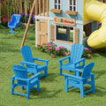 Kids Adirondack Chair Set of 4 Plastic Outdoor Pacific Blue G91210