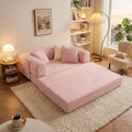 Pink Convertible Futon Sofa Bed with 3 Pillows Y75907