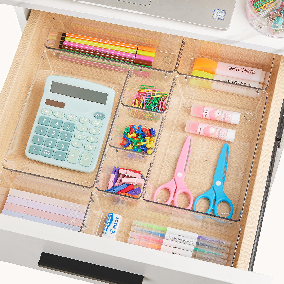 25 PCS Clear Plastic Drawer Organizers Set S8783