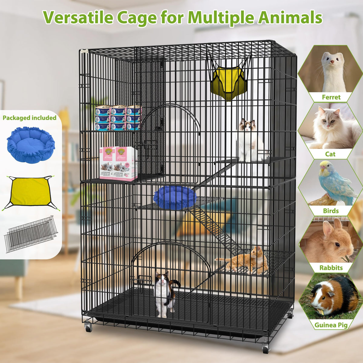 Extra Large Cat Cage Indoor Enclosure with Storage Cube F8842