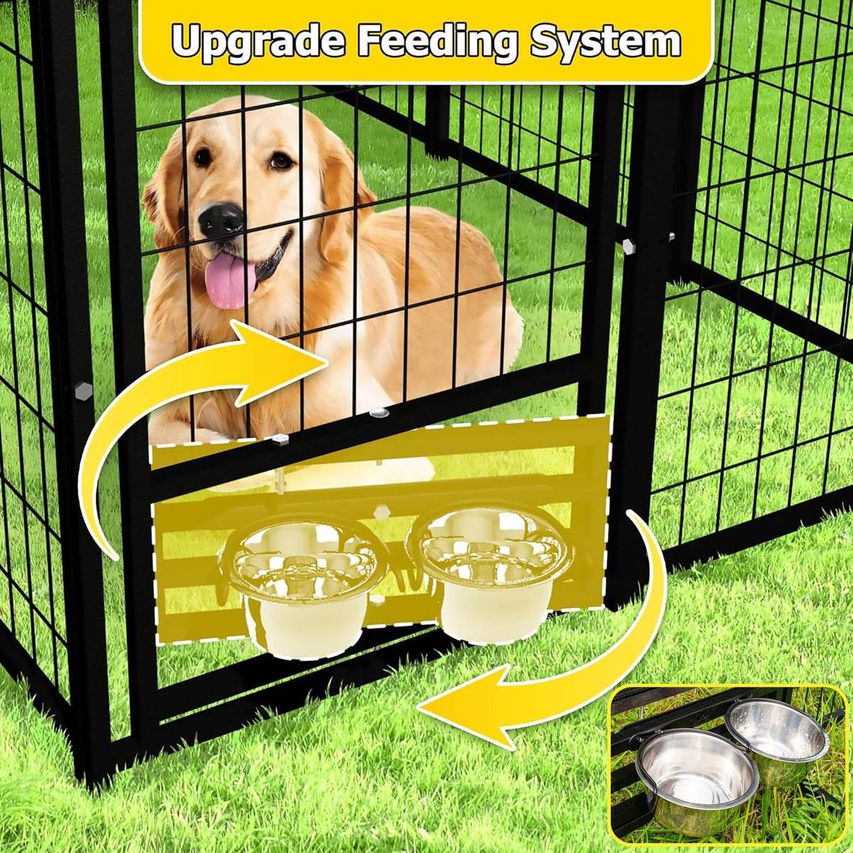 Heavy Duty Outdoor Dog Kennel with Roof Cover G334474
